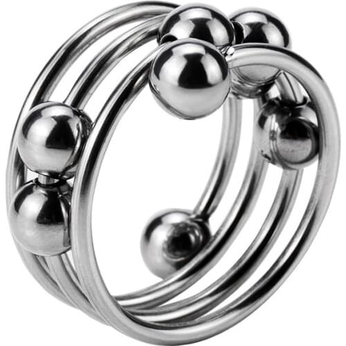 Spiral Metal Penis Ring with Rolling Beads Sex Toys for Man Sex Delay Ejaculation Cock Ring Penis Bondage Extender Adult Toys