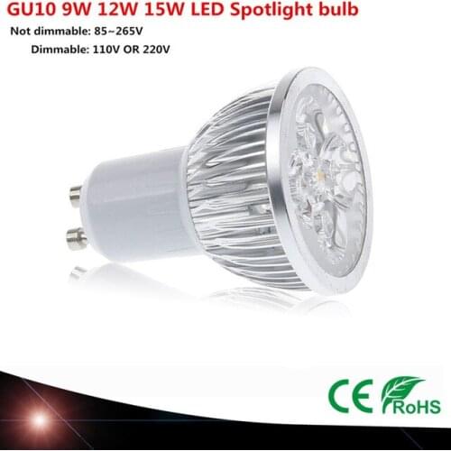 50Pcs Super Lumineux 9 W 12 W 15 W GU10 LED lampe 110 V 220 V Dimmable Led Spotlight chaud/Naturel/Refroidit Blanc GU10 LED lam