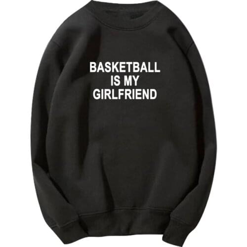 Oversize Sweatshirt Women Yellow Basketball Is My Girlfriend Couple Sweatshirts Pullover Cotton Letter Graphic Hoodies Clothes