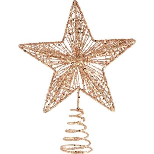 1Pc Exquisite Iron Art Ornament Beautiful Tree Star for Christmas (Rose Gold)