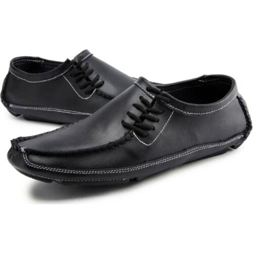 Large Size 46 47 Fashion Retro Men Casual Shoes Brand Spring Summer Genuine Leather Driving Loafers Breathable Man Soft Footwear