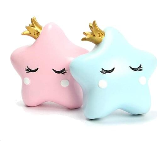 New Resin Star Cake Decoration Happy Birthday Cake Topper Kids Party Favor Decora for Home Baby Shower Boy&Girl Blue Pink Yellow