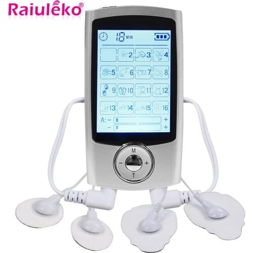 16 Modes Dual Output Unit Pulse Muscle Stimulator TENS Digital Meridian Massager Acupuncture EMS Physiotherapy Device Fat Burner