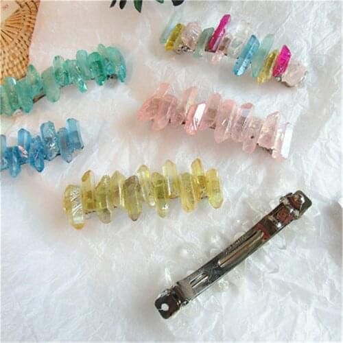 Korean Women Color Crystal Rough Stone Stitching Hairpin Girl Clips Hair Accessories Hair Claws Womens Hair Clips Hair Styling
