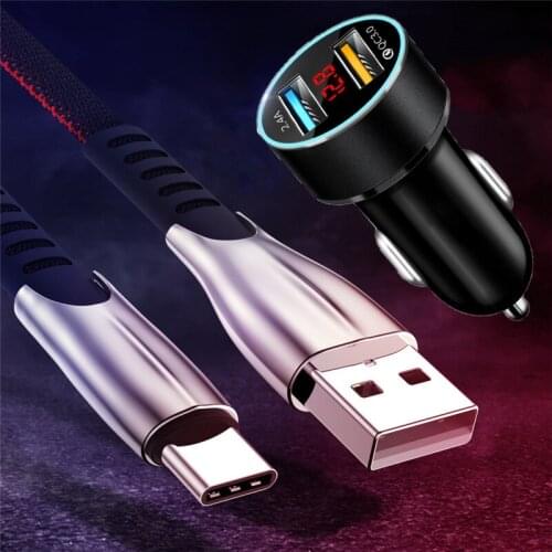 Cargador de teléfono tipo C para coche, Cable de carga rápida para Samsung S20 FE, Xiaomi X3, NFC, Redmi Note 9, 9A, 9C, QC 3,0