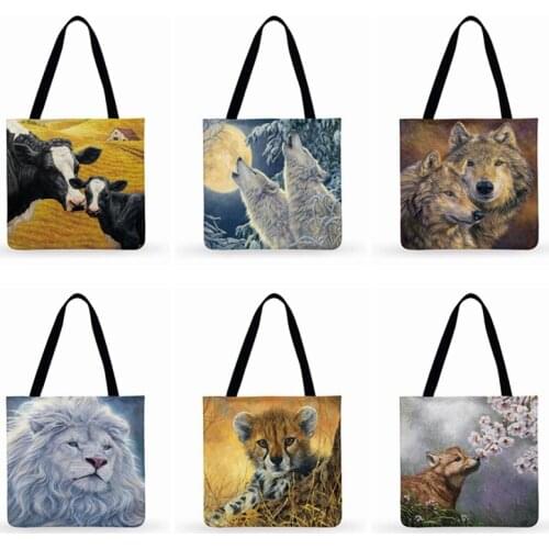 Wild Cry Nordic Art Painting Printed Tote Bag For Women Casual Tote Ladies Shoulder Bag Foldable Shopping Bag Outdoor Beach Tote