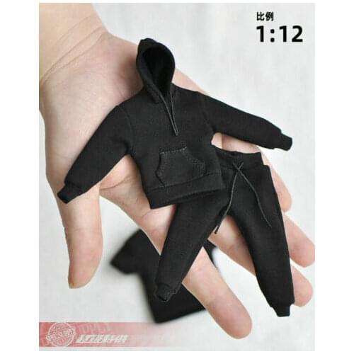 1/12 Male Hoodie Coat Pants T-shirt Clothes Set Fit 6" DAM Action Figure Body Toys