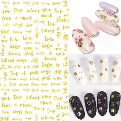 1 Sheet Gold Nail Art Sticker and Decals Letter Adhesive Transfer Stickers Nail Decoration Accessories Tools Beauty Nail DIY
