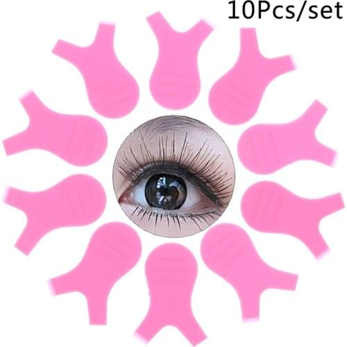 10 Pcs/Set Pink Silicone Eyelashes Lift Lifting Curler Eye Lash Extension Graft Brush Tool Accessories