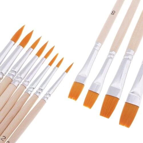 12 Pieces Assorted Brush Set Artist Paint Brush Set With Wooden Palette