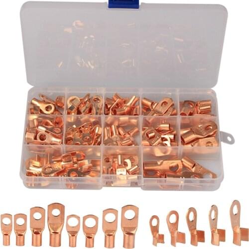 130PCS SC Copper Ring Lug Terminals & OT Wire Terminals Crimped/Soldered Connectors Assortment Kit