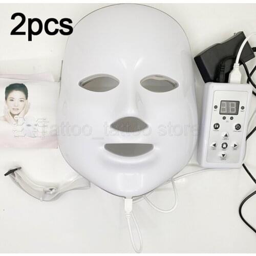 2pcs 7 Colors Led Photon Electric LED Facial Mask with Neck Skin Rejuvenation Anti Wrinkle Acne Therapy Skin Care Beauty Mask