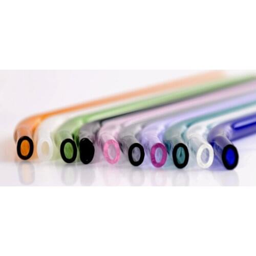 2pcs/lot colorful pyrex reusable glass drinking straws+1 straw cleaner brush for bar accessories 10 color options HH16286