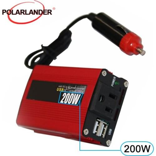 200W Inverter With Fan Portable Auto Modified Sine Wave Power Inverter Car Converter DC 24V to AC 110V In Red 50Hz with USB Port