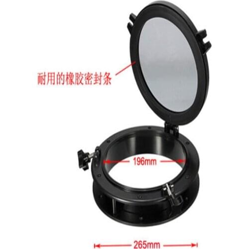 265MM Marine Boat Yacht RV Porthole ABS Plastic Black Round Hatches Port Lights Replacement Windows Port Hole Opening Portlight