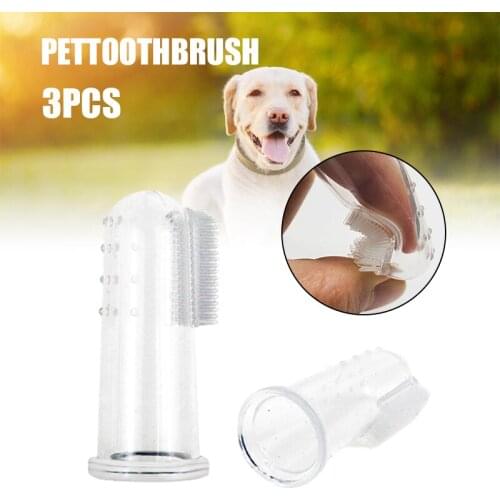Pet Fingerbrush Toothbrush 3 PCS Reusable Silicone Soft Finger Teethbrush for All Pet Dental & Oral Care Teeth JS22