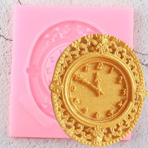 3D Craft Clock Cake Border Silicone Molds DIY Cupcake Topper Fondant Cake Decorating Tools Candy Clay Chocolate Gumpaste Moulds