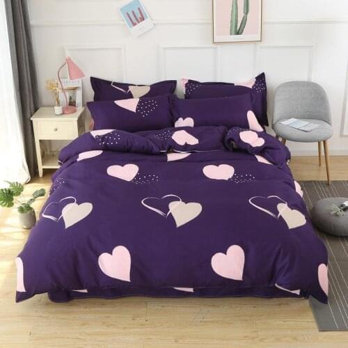 58 Home Textile Heart Purple Duvet Cover Pattern Bed Sheet Pillowcase Girl Kid Adult Boy Bedding Set King Queen Full Bedlinen