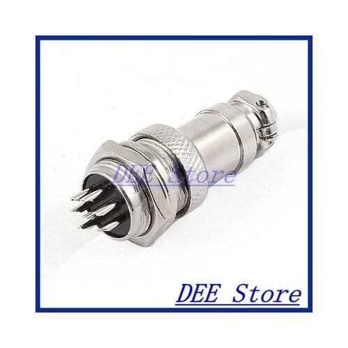 AC 200V 5A 1000V 16mm 7P 7 Pin Aviation Connector Plug Joint Silver Tone