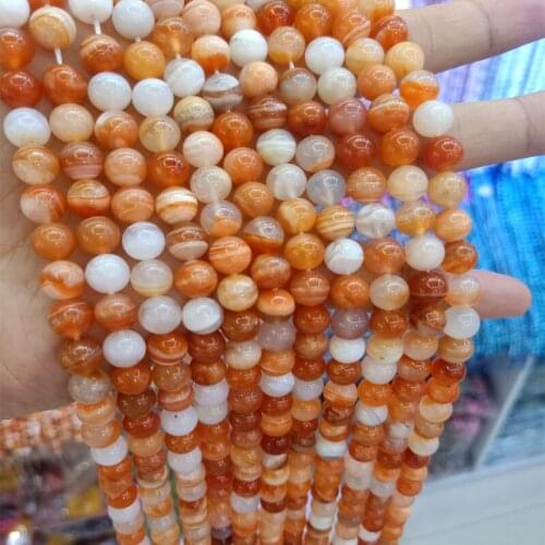 6/8/10mm Natural Red Persian Gulf Agates Stone Beads Round Loose Stripe Persia Agates Beads For Jewelry Making DIY Bracelet
