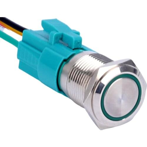 RGB Tri-LED 16mm Switch Push Button 3-24VDC/110-220VAC Waterproof Interlocking Machine automotive Momentary ON OFF led Switch