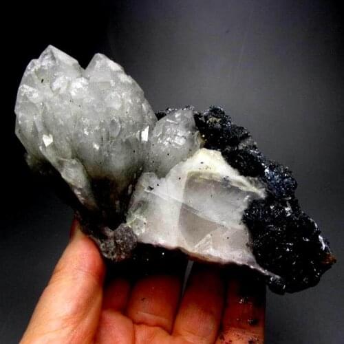 484g Elestial Skeletal Castle Quartz w/ Calcite+Hematite - crystals and stones healing Mineral specimen Home Decor feng shui