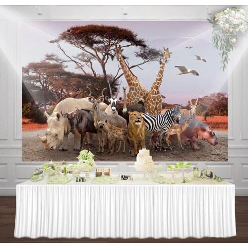 Wild One Birthday Party Backdrop Africa Forest Jungle Safari Animals Background Cake Table Banners Scene Setter Wall Decorations