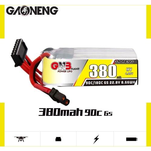 Gaoneng New GNB 6S 380mAh 22.8V 90C HV Lipo Battery XT30 Plug for FPV Racing Drone RC Models Multicopter Frame parts