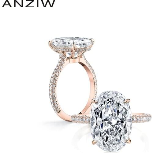 Luxury 925 Sterling Silver Ring Rose Gold Color 5 Carat Big Oval Cut SONA Ring Women Wedding Engagement Anniversary zilvere ring