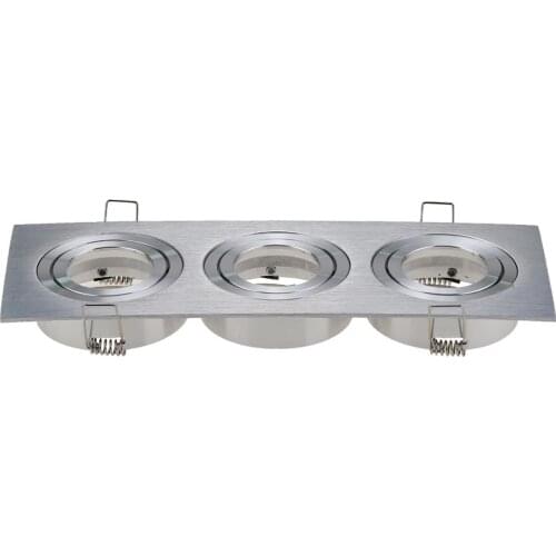 Square Recessed Three Heads Adjustable LED Spotlight Fittings GU10 MR16 Socket Base Holder Ceiling Spot Down Light Frame Fixture