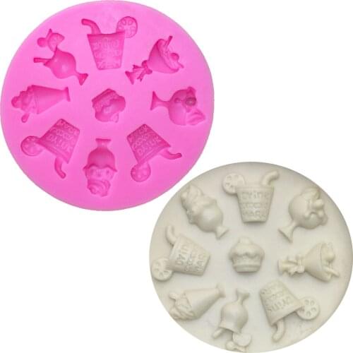 M0430 Mini drinks chocolate Party cake decorating tools DIY baking fondant silicone mold