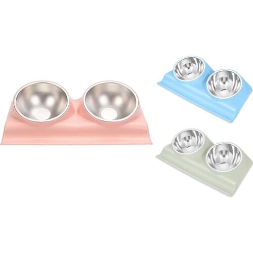 Dog Cat Bowls Double Raised Pet Bowls, Elevated Cat Bowls, with Anti-Slip Resin Station, Pet Feeder Bowls