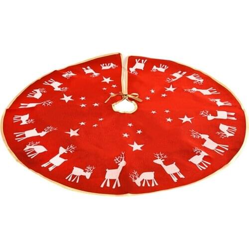 New 1 Pcs Christmas Tree Skirt Holiday Decoations Xmas Tree Home Decor Red Deer Pattern