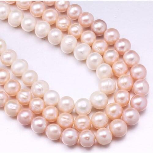 New AA Round White Purple Pink Freshwater Pearl Beads Simple And Stylish DIY Jewelry Gift Size 10-11mm