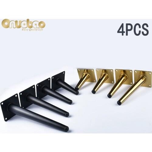 [Onuobao] 4PCS Wrought Iron straight Cone Furniture Legs High-strength Sofa Leg Kitchen Cabinet Table Leg Furniture Feet 10-30cm