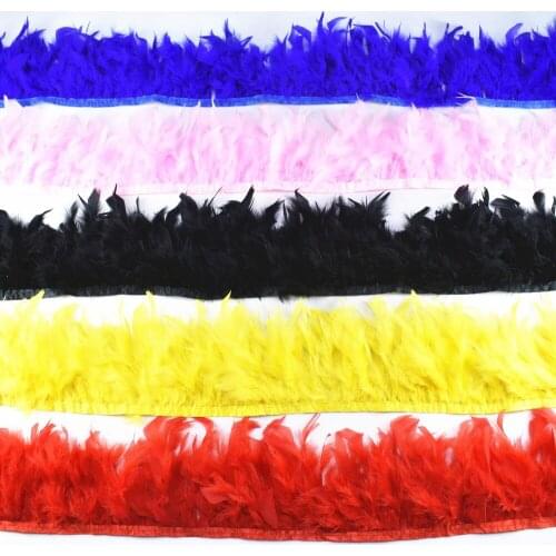 Wholesale 2 yards10-15 cm 4-6 inches dyed leather pink Turkey feather stripe trimmed feather trim skirt slim wedding decoration