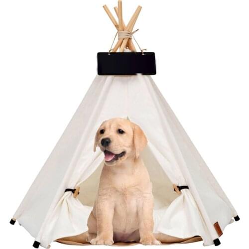 Pet Tent Cat Bed House Portable Folding Teepee with Thick Cushion Easy Assemble Fit Summer Winter for Dog Puppy Cat Indoor
