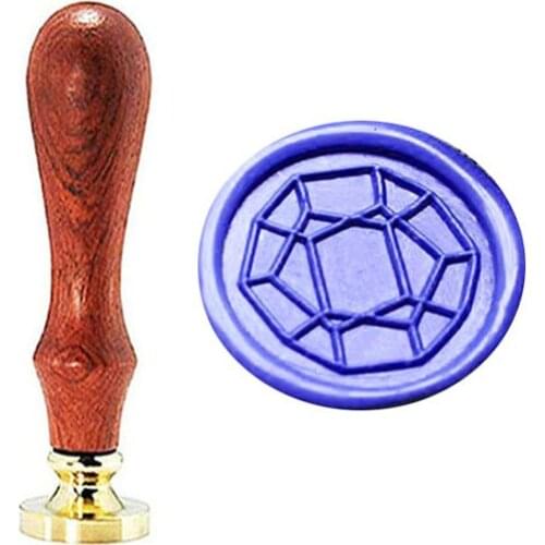 Signature Custom, Diamond-Shaped Wax Seal Stamp Wedding Invitations Vintage Gift Rosewood Handle Custom Picture Letter Set Kit