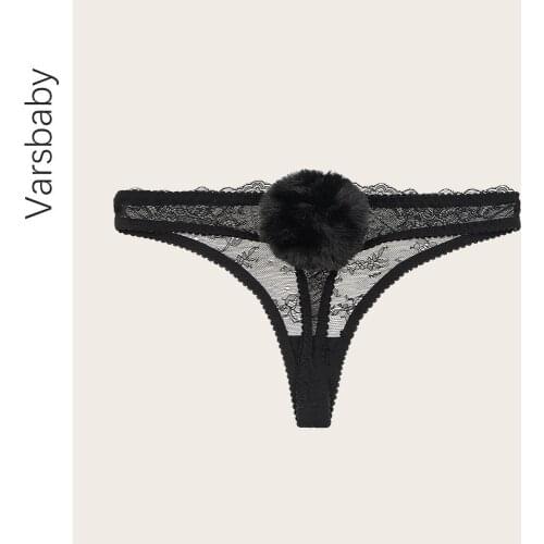 Varsbaby See through Mesh Lace Thong Womens Ultra Thin Sexy Temptation Appeal To Add Rabbit Ears Party Style Panties