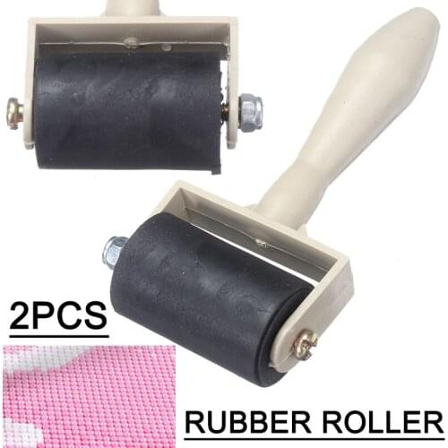 2Pcs Rubber Wood Painting Ink Roller Diamond Oil Painting Manual Auxiliary Tools Suitable For Printmaking Rolling Print Surface