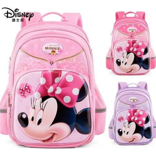Disney Minnie cartoon girl backpack schoolbag student backpack girl cartoon cute children backpack bags gift for 3-6 year old