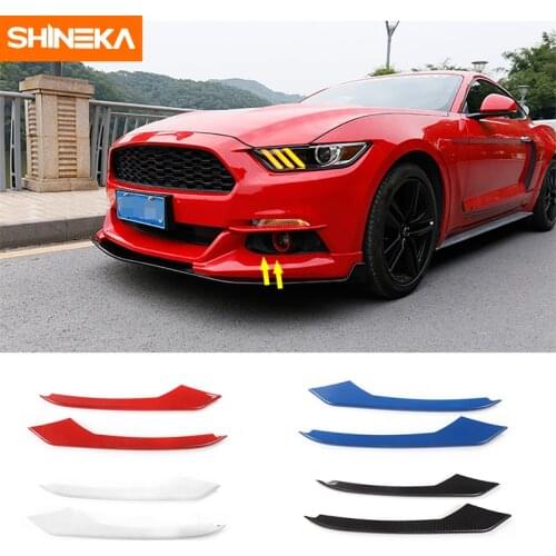 SHINEKA ABS Car Front Fog Light Eyelid Decoration Cover Trim Strips Stickers For Ford Mustang 2015-2018 Car Styling Accessories