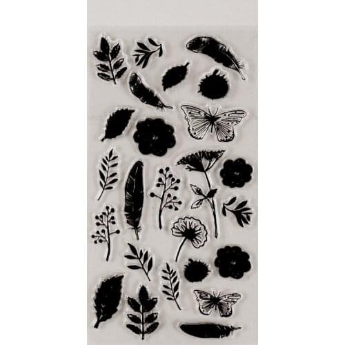 Scrapbook Stamp Assorted Flowers/Leaves Clear Stamp