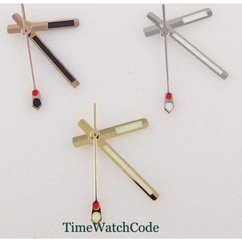 Gold Color Watch Hands Parts Fit For NH35 NH36 7s26 4r15 7009 Automatic Movement Green Lume Luminous Watch Pointers Accessories