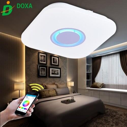 AC110~265V 48W Smart Bluetooth LED Music Ceiling Light Multi Color Changing Dimmable Lamp with Bluetooth APP Speaker for Bedroom
