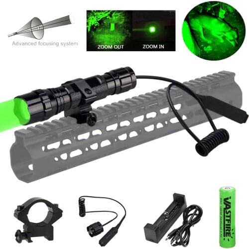 VASTFIRE 300 Yards Green/Red Zoomable Hunting Weapon Light Tactical Outdoor Night Under-Barrel Airsoft Pistol Armas Flashlight