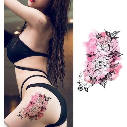 Waterproof Tattoo Stickers Bikini Peony Tattoo & Body Art Flower Rose Tattoo Fake Water Transfer Tattoo Temporary Tatoo Leg Arm