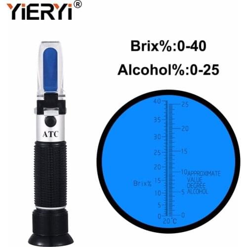 Yieryi 100% New Brand 0~40% Brix 0~25% Alcohol Wort Specific Gravity Refractometer Beer Fruit Juice Wine Sugar Test Meter