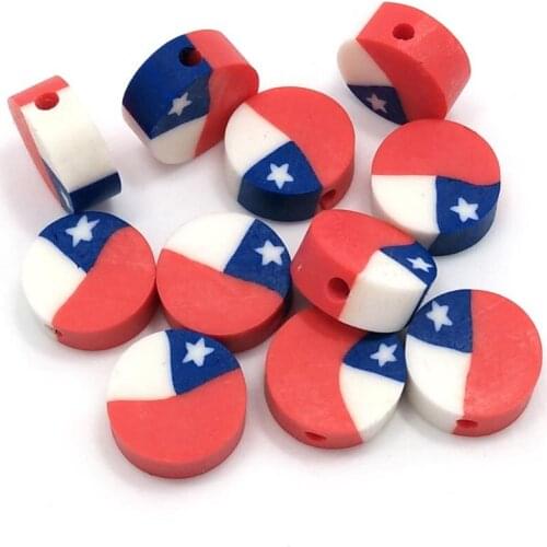 YIQIFLY Free Shipping 300pcs 10mm Diameter Round Clay Chile Flag Beads Fashion Jewelry Beads Bracelet and Necklace DIY