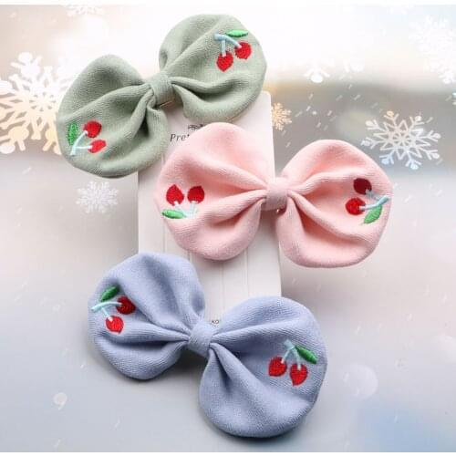 Girls Bows Cherry Ornament Hairpins Children Party Adorable Hair Clips Barrettes Kids Multicolor DIY Headwear Hair Accessories
